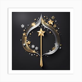 Christmas magic Wand Vector Illustration Art Print