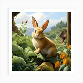 The Watchful Countryside Rabbit Art Print