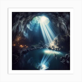 Cave With Light Art Print