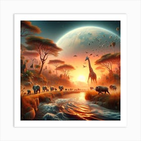 Giraffes In The Wild Art Print