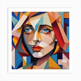 Geometric Portrait Of A Woman Art Print