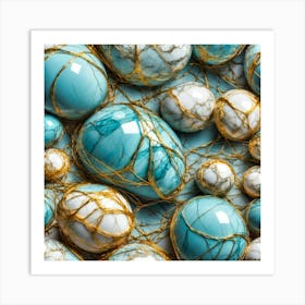 Turquoise Rocks and Gold Art Print