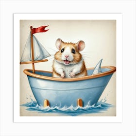 Hamster In A Boat 6 Art Print