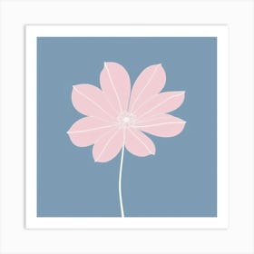 A White And Pink Flower In Minimalist Style Square Composition 240 Art Print