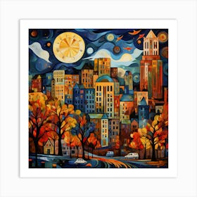 City At Night 2 Art Print