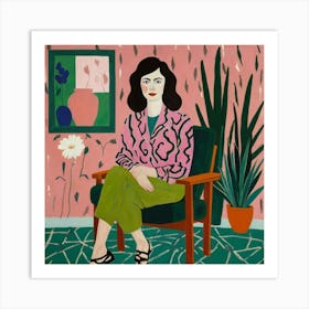 Woman In Pink Art Print