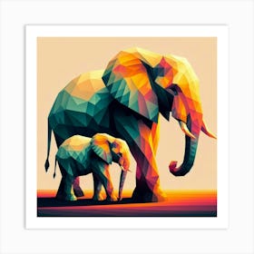 The Rooted Duo Elephants Art Print