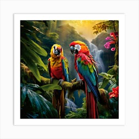 Two Parrots In The Jungle art print 5 Art Print