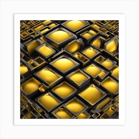 Abstract Golden Cubes Art Print