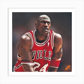 Craiyon 150201 Michael Jordan And Lebron James Competing Fiercely On The Basketball Court Art Print