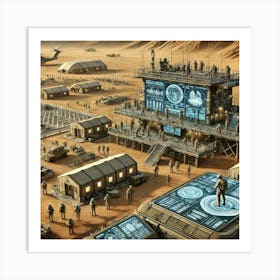 A Detailed Scene Depicting The Military Bases Of The Martian Dominion Art Print