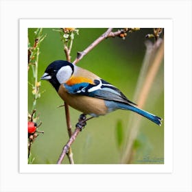 Tit on branch 27 Art Print