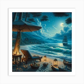 Night On The Beach 3 Art Print