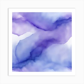 Beautiful lavender periwinkle abstract background. Drawn, hand-painted aquarelle. Wet watercolor pattern. Artistic background with copy space for design. Vivid web banner. Liquid, flow, fluid effect. Art Print
