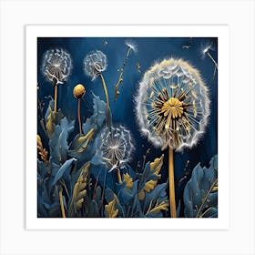 Dandelion in Blue Night Sky Art Print