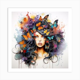 Maraclemente Abstract Black Won An With Colorful Hair Flowers A 5357c089 E22b 4f59 9b45 06d14f68a58d Art Print