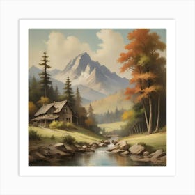 Cabin In The Mountains art print Art Print