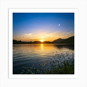 Firefly Scenic Evening Lights Over Tranquil Water Landscape 36616 (2) Art Print