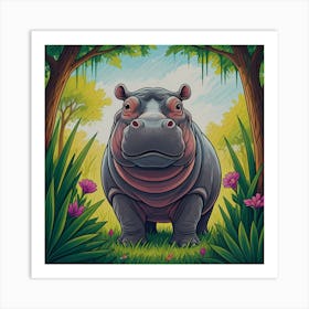 Cheerful Hippo Art Print