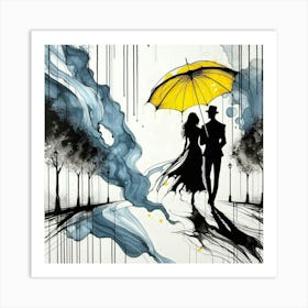 Silhouette of a woman and a man 6 Art Print