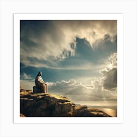 Jesus Sitting On A Rock Art Print