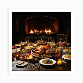 An Age Old Thanksgiving Feast Smothered In The Aroma Of Perfectly Roasted Delicacies From Succulen (4) 1 Art Print