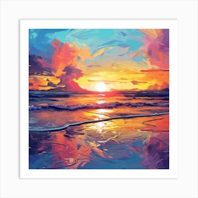 Sunset On The Beach 16 Art Print