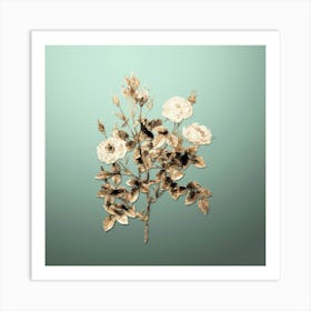 Gold Botanical Rosier Pompon on Mint Green n.2708 Art Print