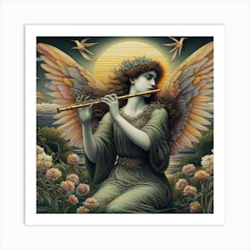 Angel With Flute Art Print