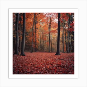 Autumn Forest Red Leaves Art Print