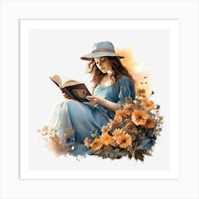 Girl Reading A Book Art Print