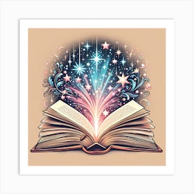 Open Book With Stars 1 Art Print