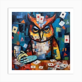 Owl Playing Cards Art Print