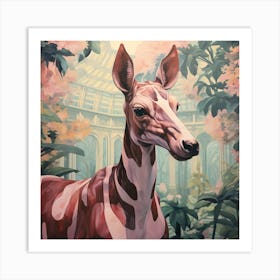 Okapi 2 Pink Jungle Animal Portrait Art Print