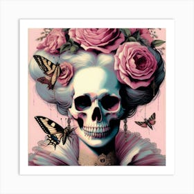 Woman with Skull on Face 6 Art Print