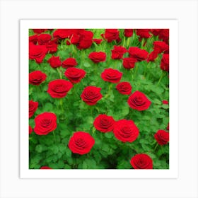 Red Roses In The Garden Art Print