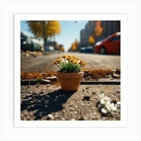 A Micro Tiny Clay Pot Full Of Dirt With A Beautifu Art Print