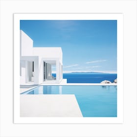 White House with Pool View Art Print