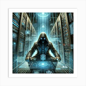 A Sci Fi Illustration Of Cipher Showcasing His Cyber Warfare Skills Art Print