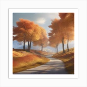 Autumn Road Art Print