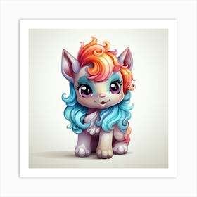 Cute Cartoon Unicorn Art Print