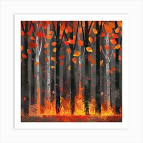 Fire In The Forest 2 Art Print