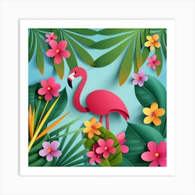 Paper Flamingo Art Print