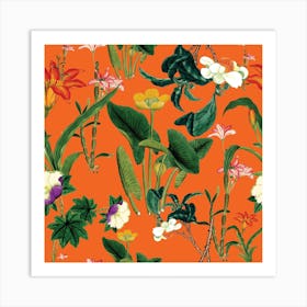 Vintage Floral Orange Art Print