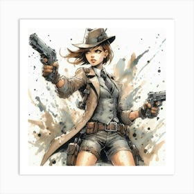 Girl With Guns 1 Art Print