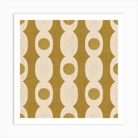 Retro Mod Geo Chain - Mustard Brown - Mid Century Modern Art Print