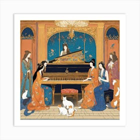 Chinese Ladies At The Piano Art Print