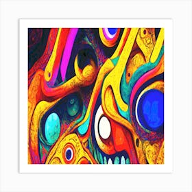 Abstract Fluorescence: Watercolor Neural Network Art Art Print