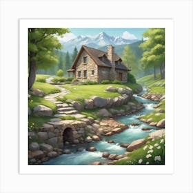 Cottage In The Mountains 3 Art Print