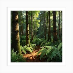 Ferns In The Forest 1 Art Print